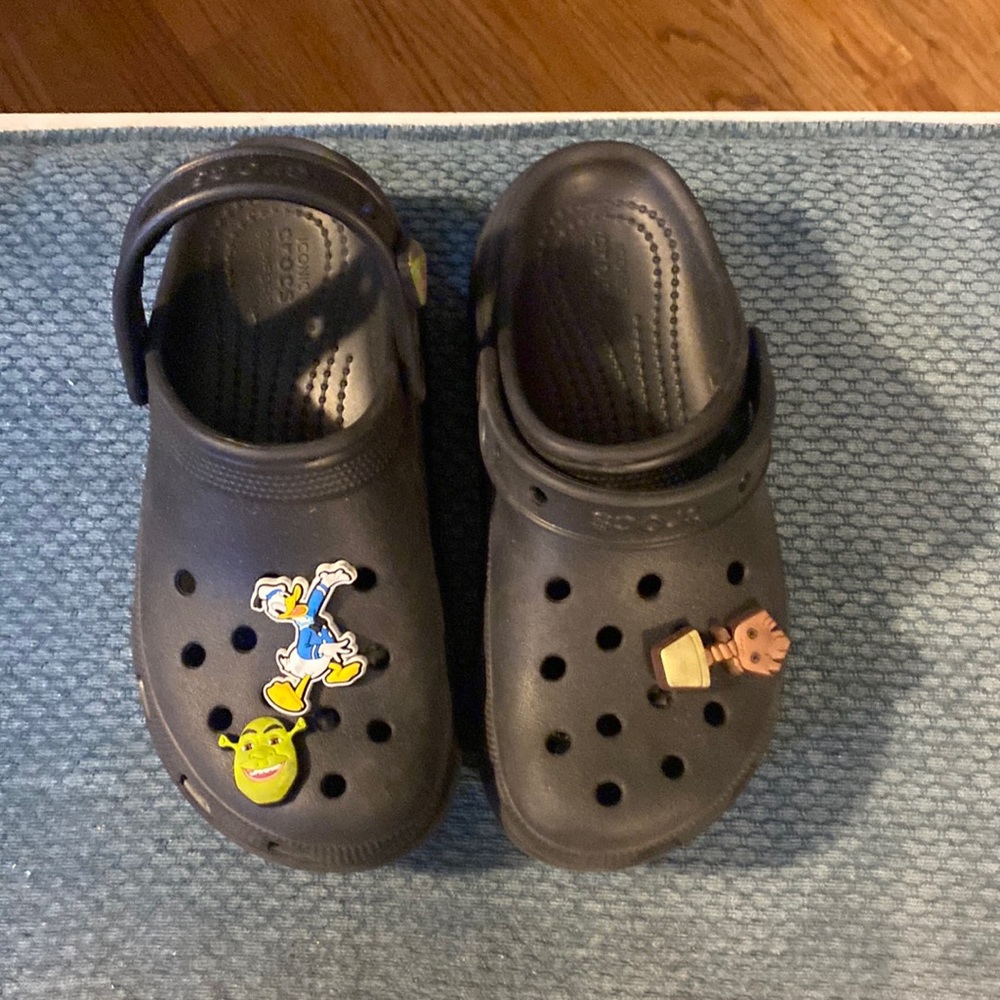 Kids black platform Crocs- size 3- like new- worn once